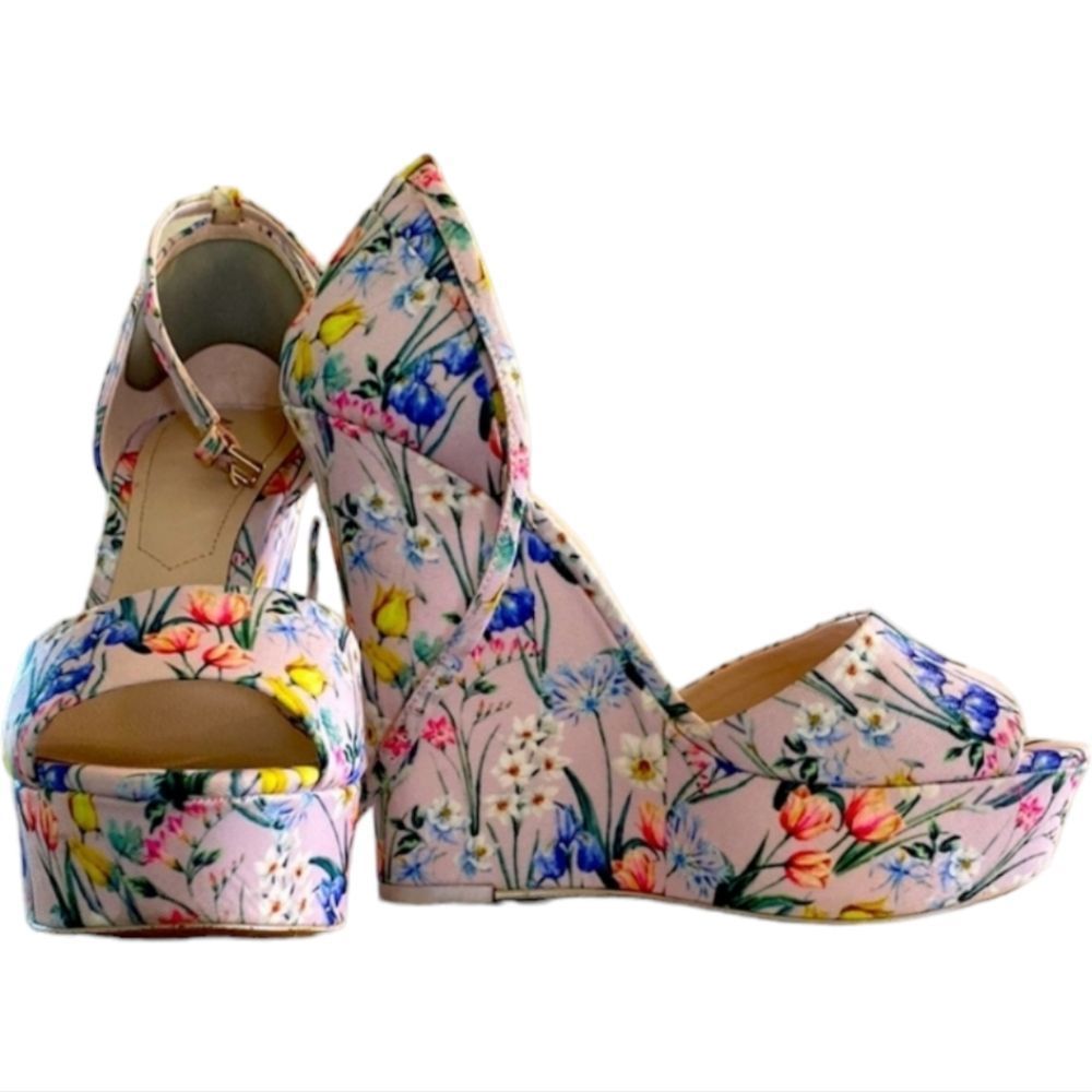 Aldo Spring Floral Fluerinia Wedge Heel Sandals - Picture 1 of 16